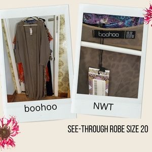 boohoo long robe beach cover up NWT 2X